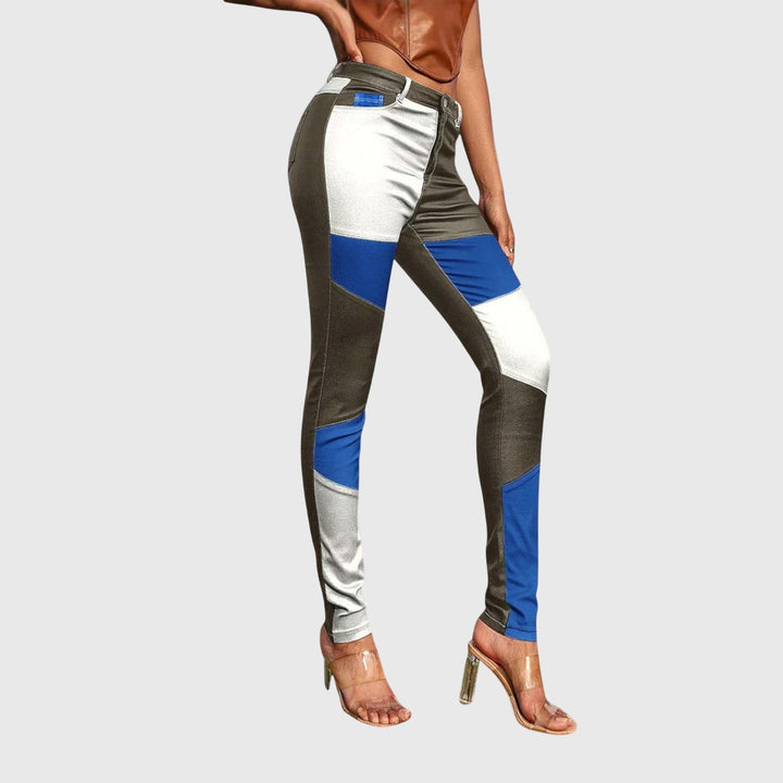 Sylvia | Pantalons Tubulaires avec Motif Color Block