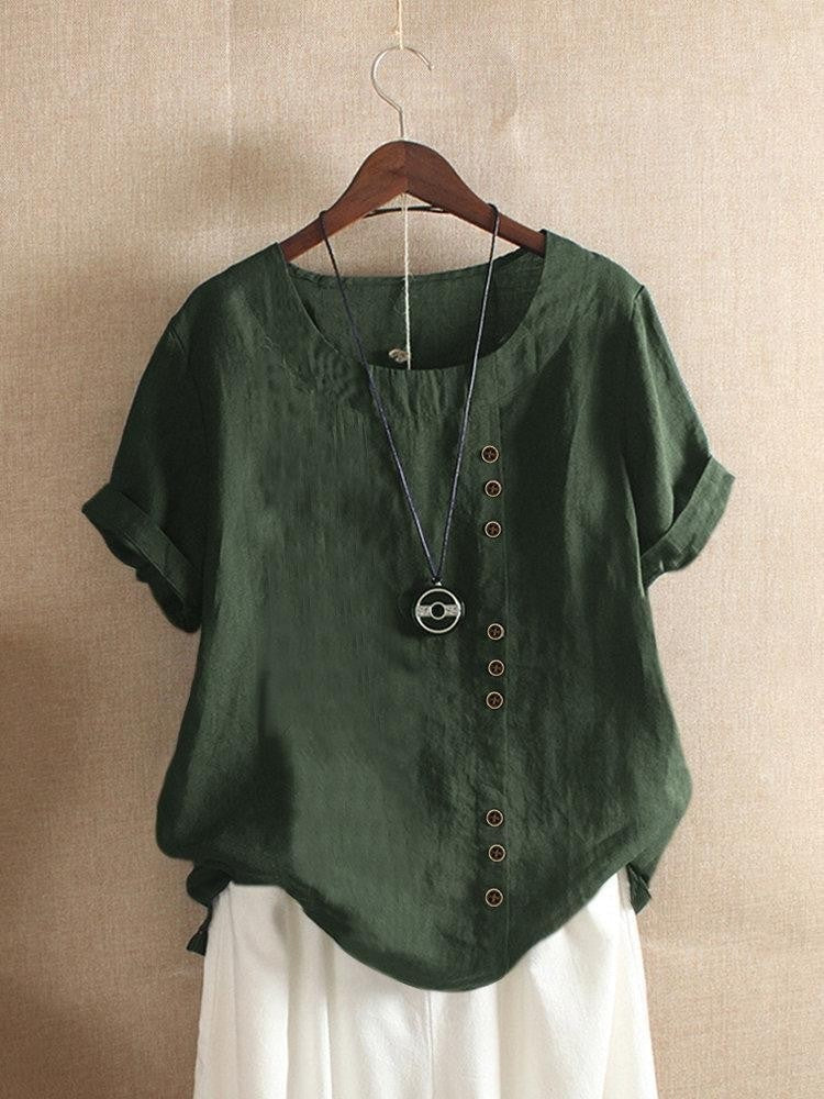 Blouse Aérée avec Patte de Boutonnage