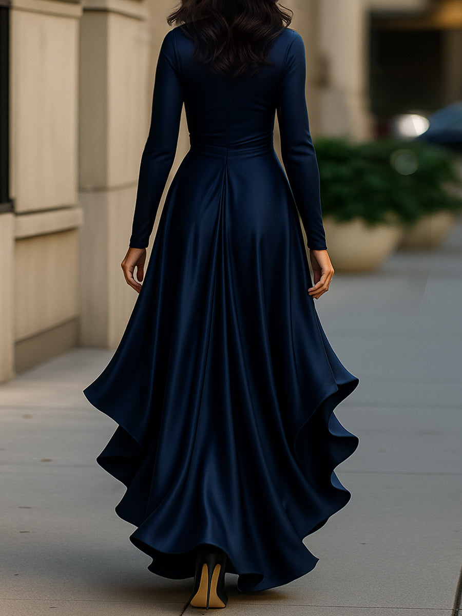 Maria | Elegancka Długa Sukienka z Satyny