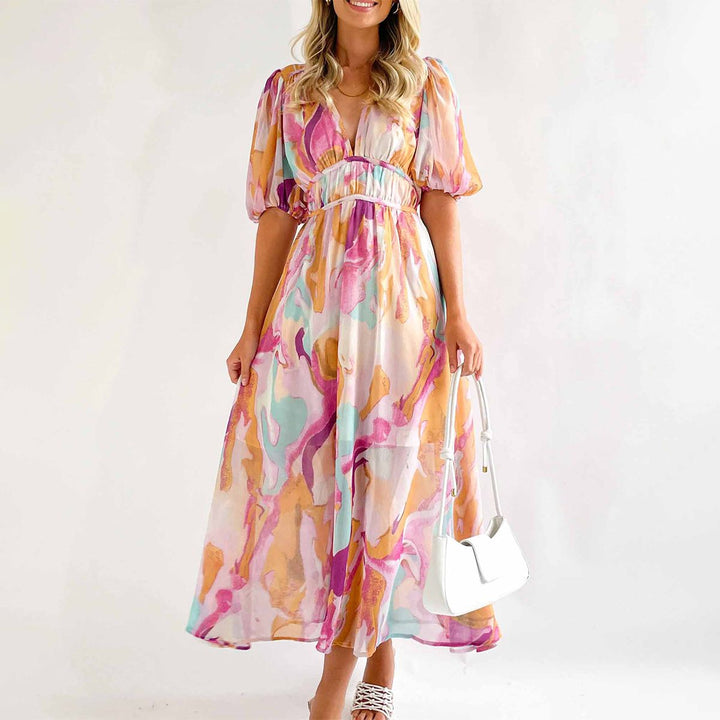 Ilona – Elegancka sukienka maxi w kolorze różowym
