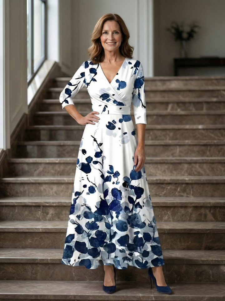 Celine | Robe Midi Croisée à Col