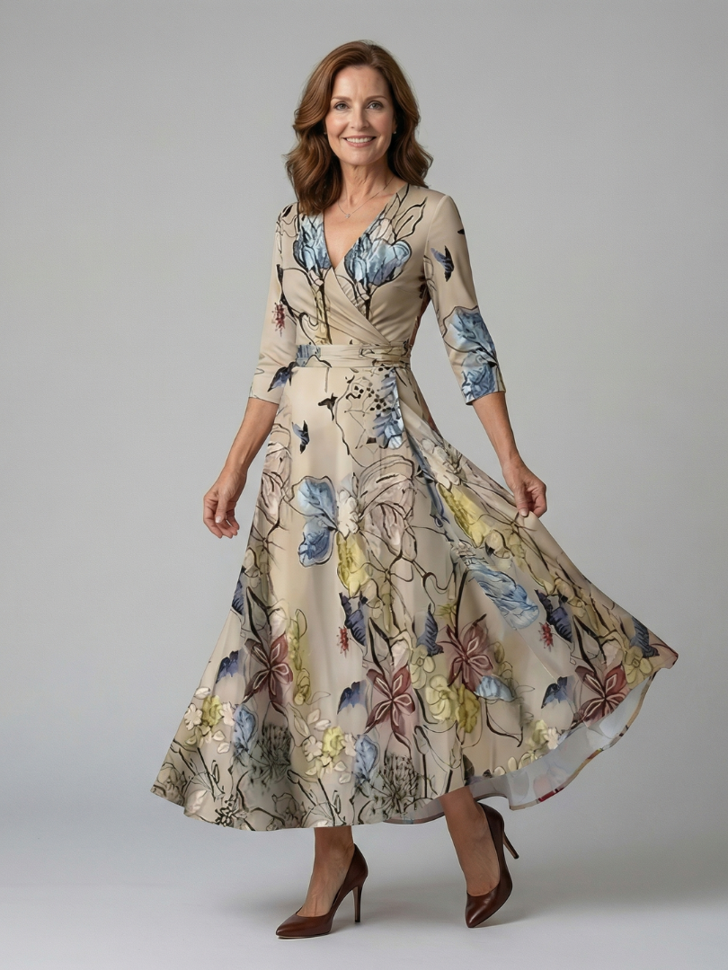 Celine | Robe Midi Croisée à Col
