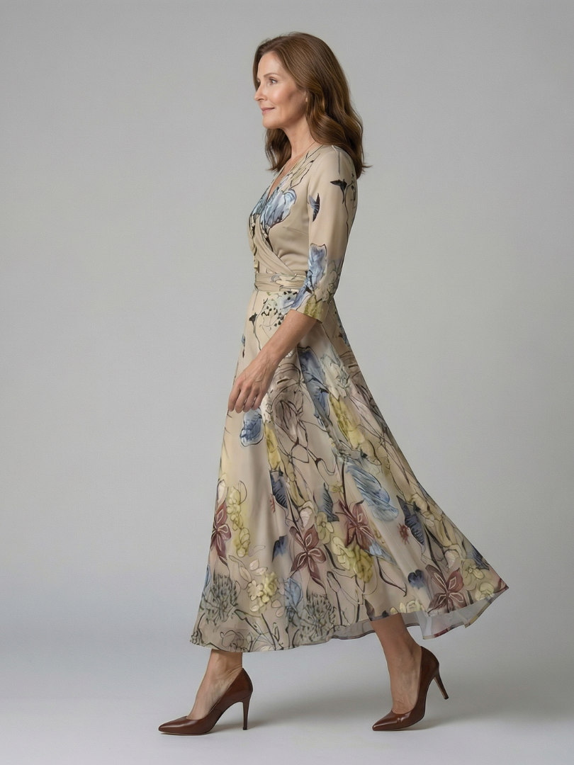 Celine | Robe Midi Croisée à Col
