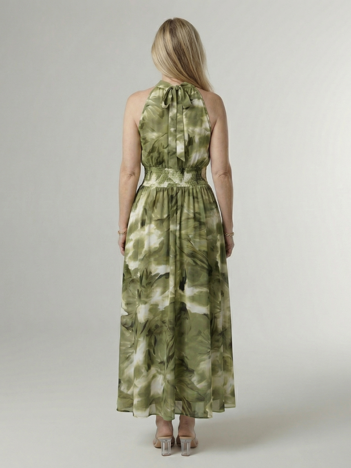 Sylin | Robe Midi à Encolure Halter Froncée