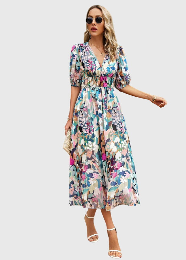 Joyce | Robe Midi Florale Flatteuse