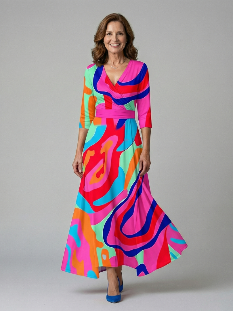 Celine | Robe Midi Croisée à Col