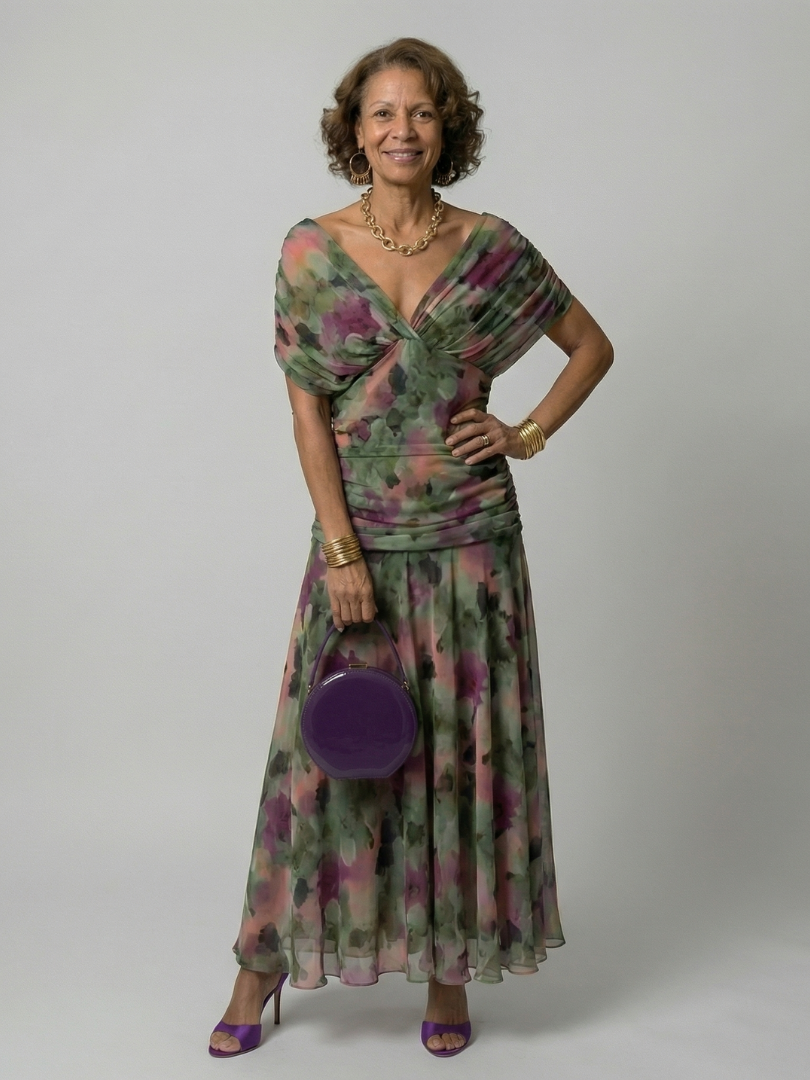 Calen | Robe Midi Décontractée à Épaules Dénudées
