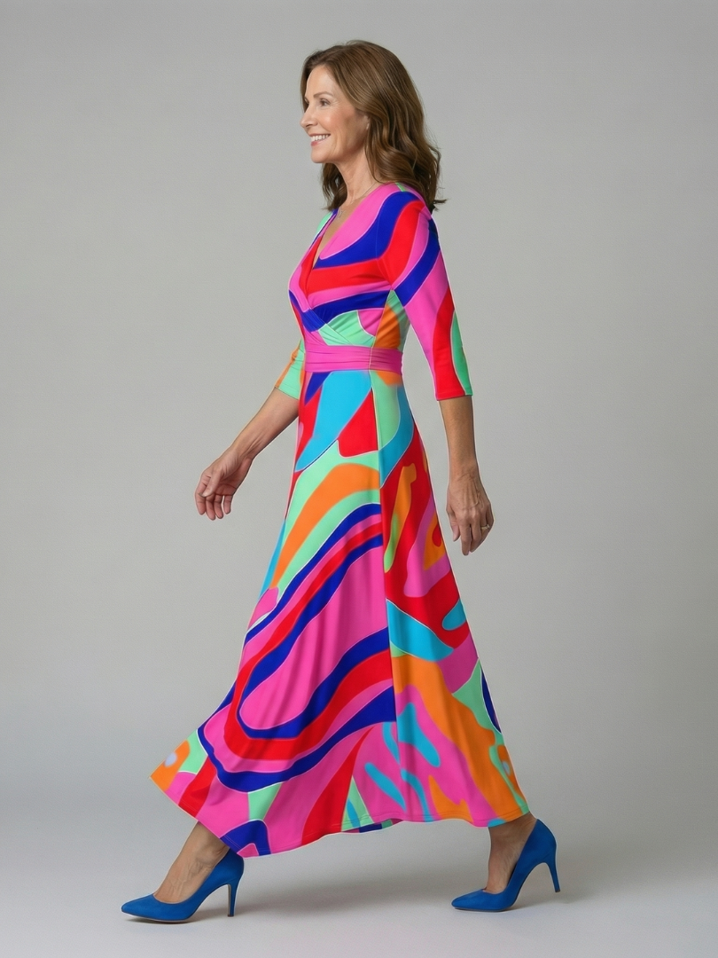 Celine | Robe Midi Croisée à Col