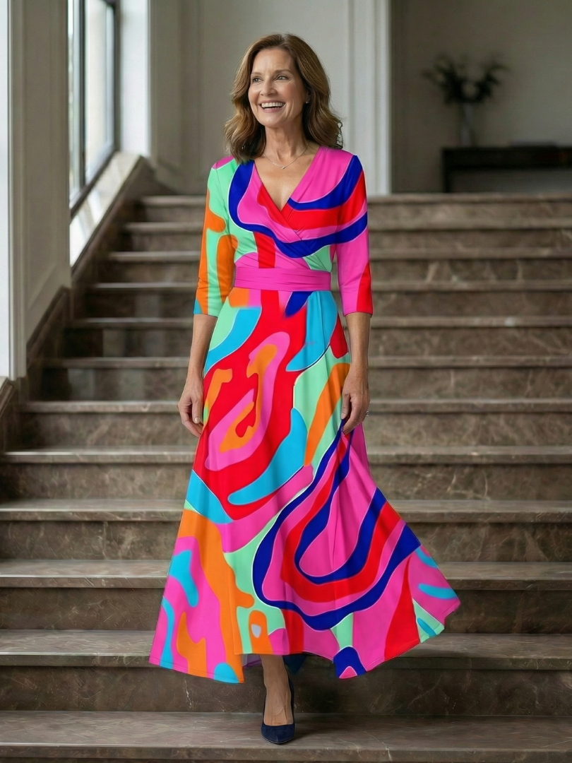 Celine | Robe Midi Croisée à Col