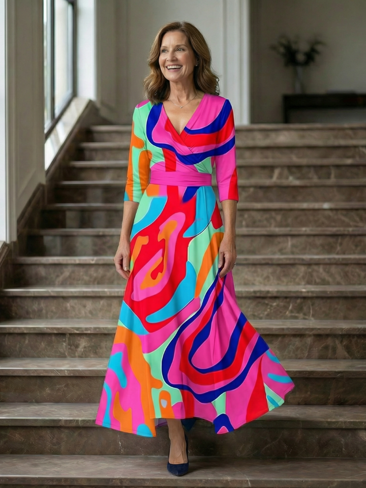 Celine | Robe Midi Croisée à Col