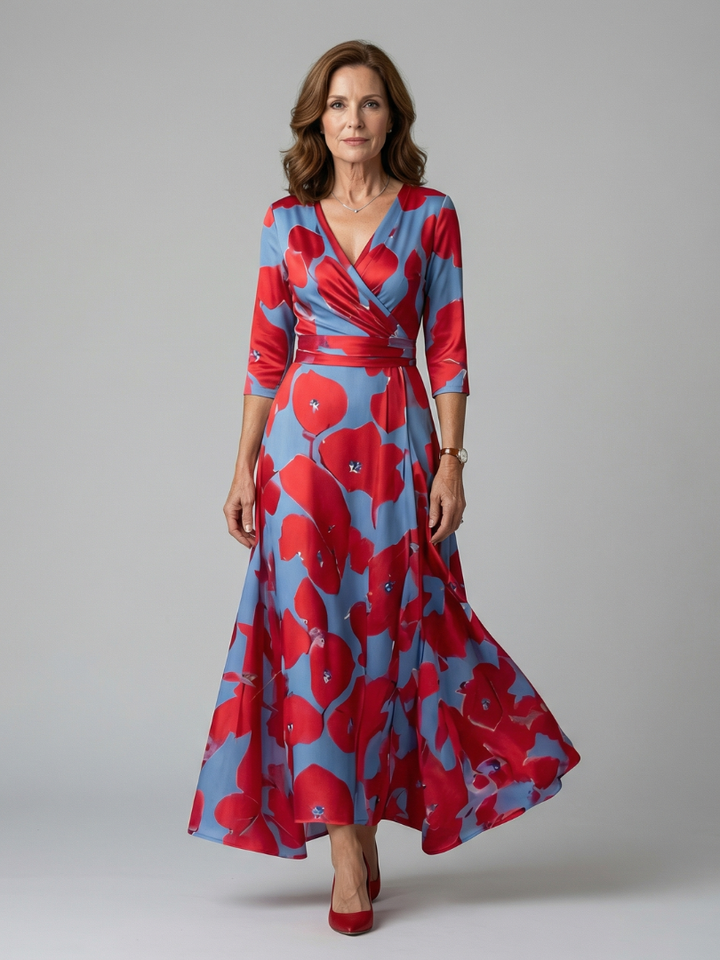 Celine | Robe Midi Croisée à Col