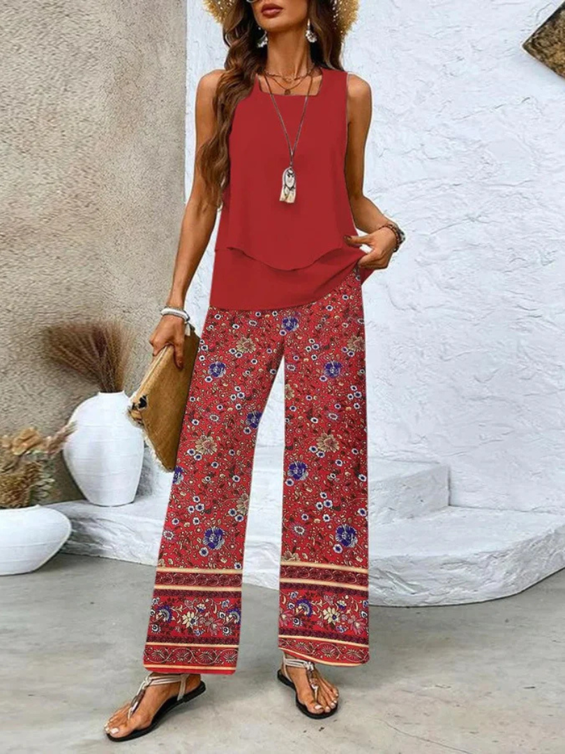 Ovelynra™ | Ensemble Haut Sans Manches et Pantalon Large