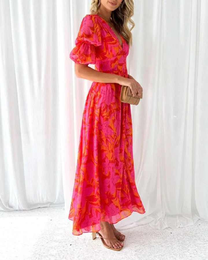 Robe Longue Rose Avec Imprimé Floral