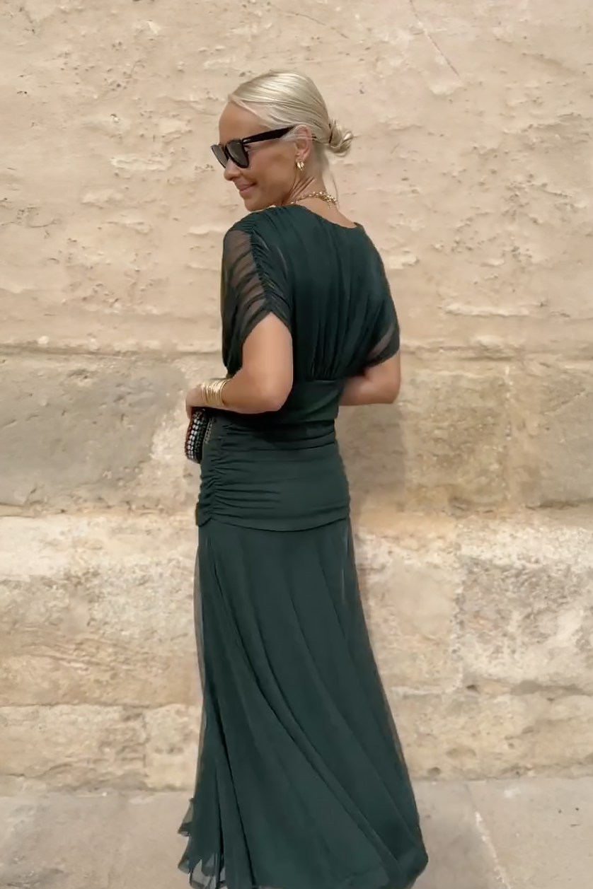 Robe Maxi de Fête Élégante à Col V