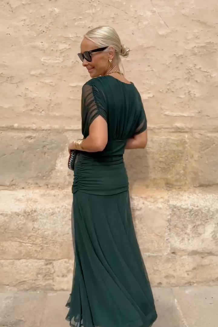 Robe Maxi de Fête Élégante à Col V