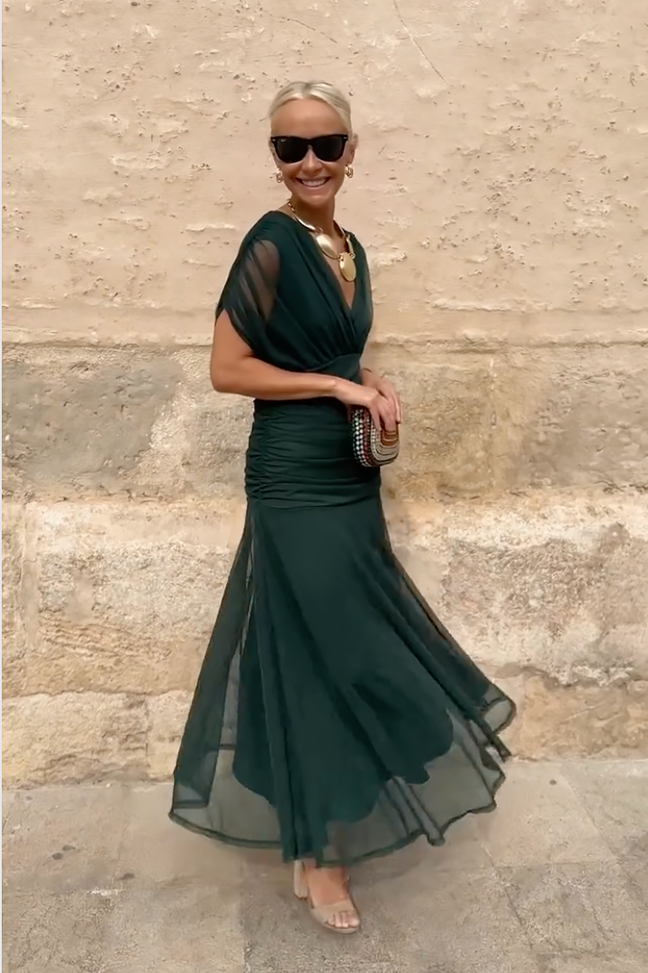 Robe Maxi de Fête Élégante à Col V