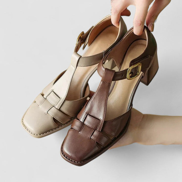 Scarlett – Talons Bloc T-Strap Orthopédiques
