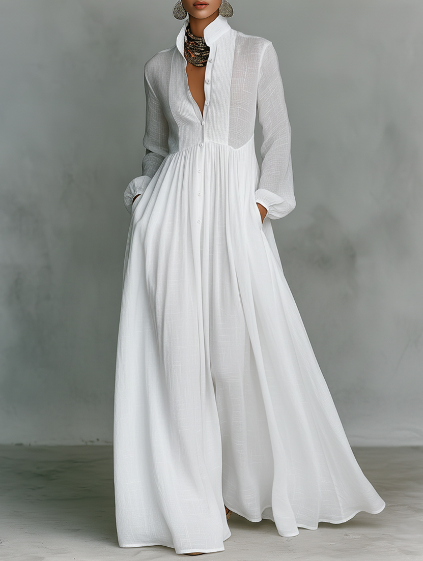 Serena | Robe Maxi Flottante à Boutons