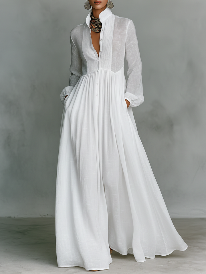 Serena | Robe Maxi Fluide à Boutons