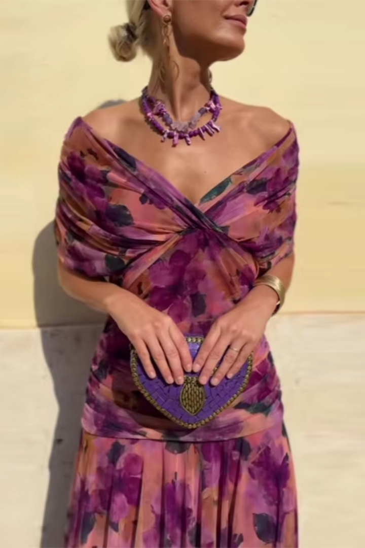 Robe Maxi de Fête Élégante à Col V