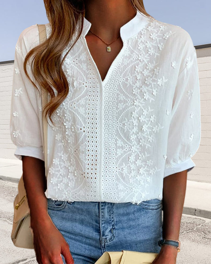 Unni | Blouse Blanche Élégante avec Manches Bouffantes