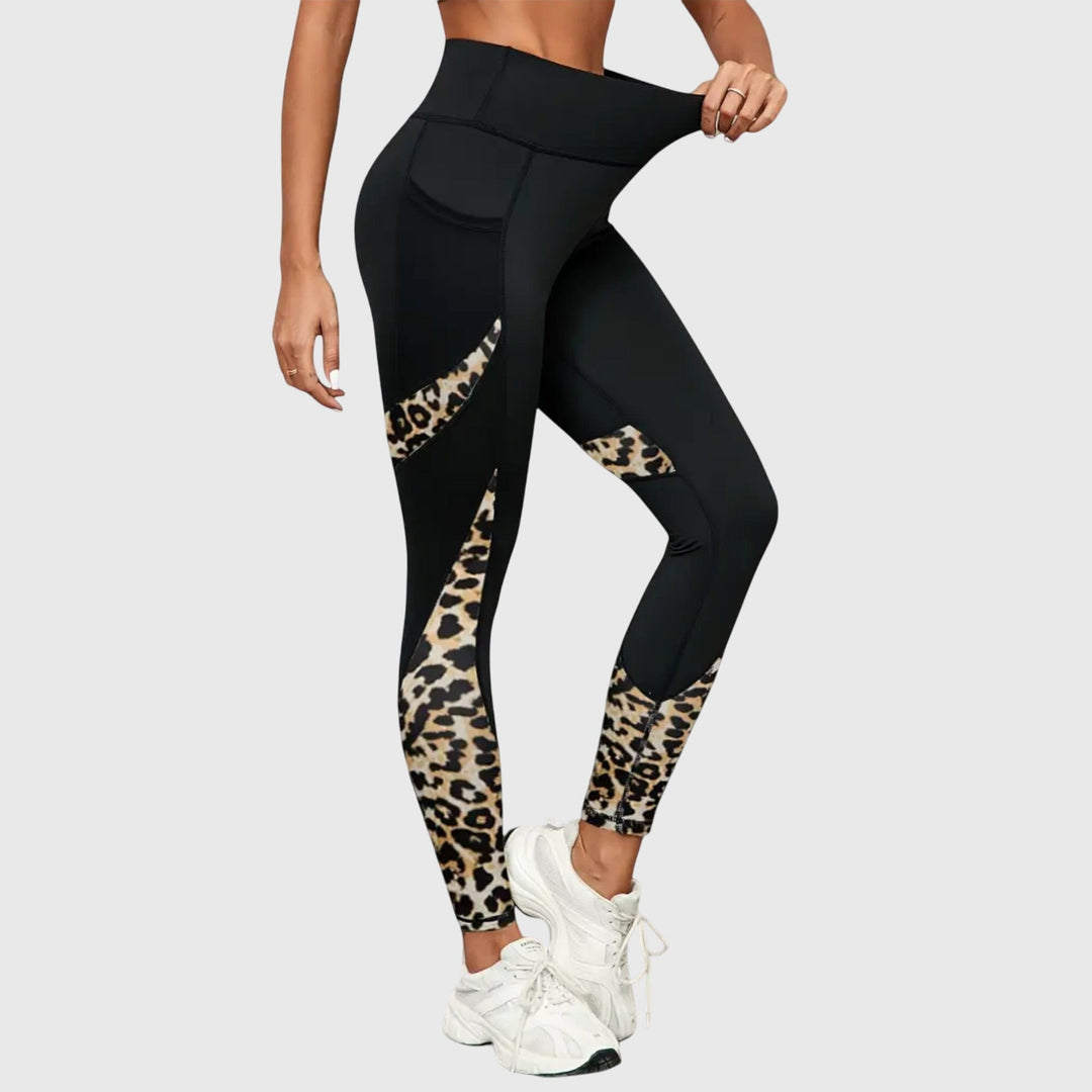 Anne | Pantalons de Sport Imprimé Léopard Taille Haute
