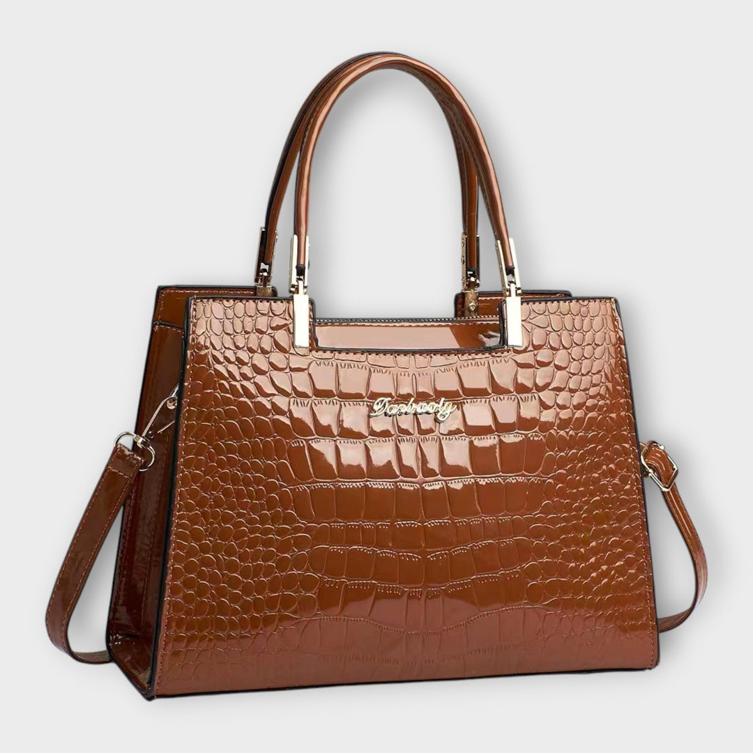 Sac à main en cuir crocodile brillant