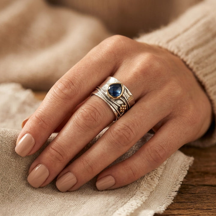 Silver and Gold Bezel Accent Ring