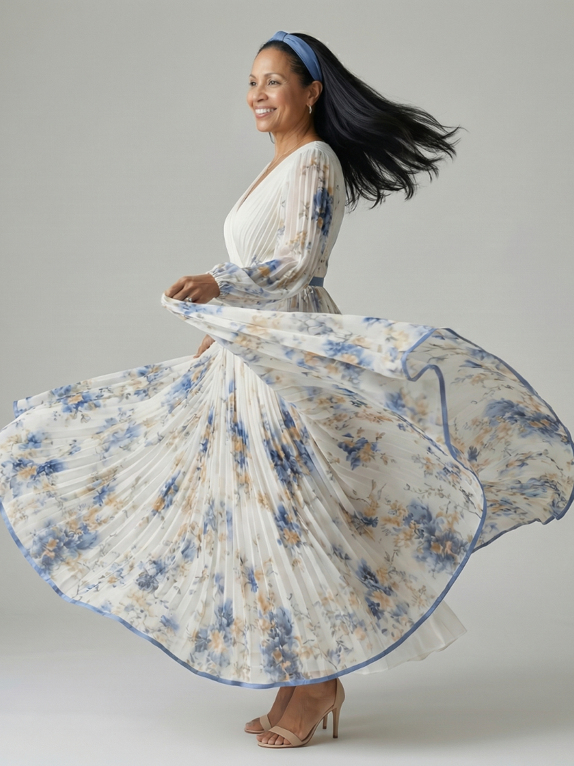 Rielle | Robe Midi Plissée à Enveloppe