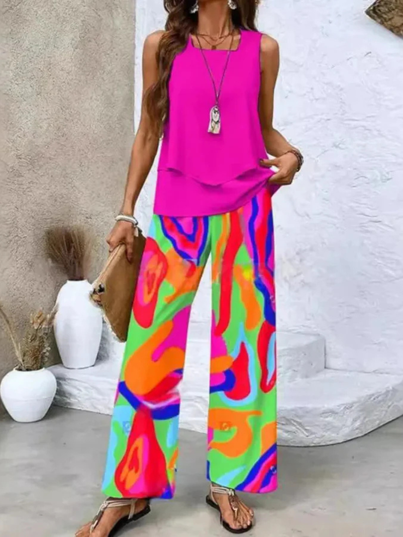 Ovelynra™ | Ensemble Haut Sans Manches et Pantalon Large