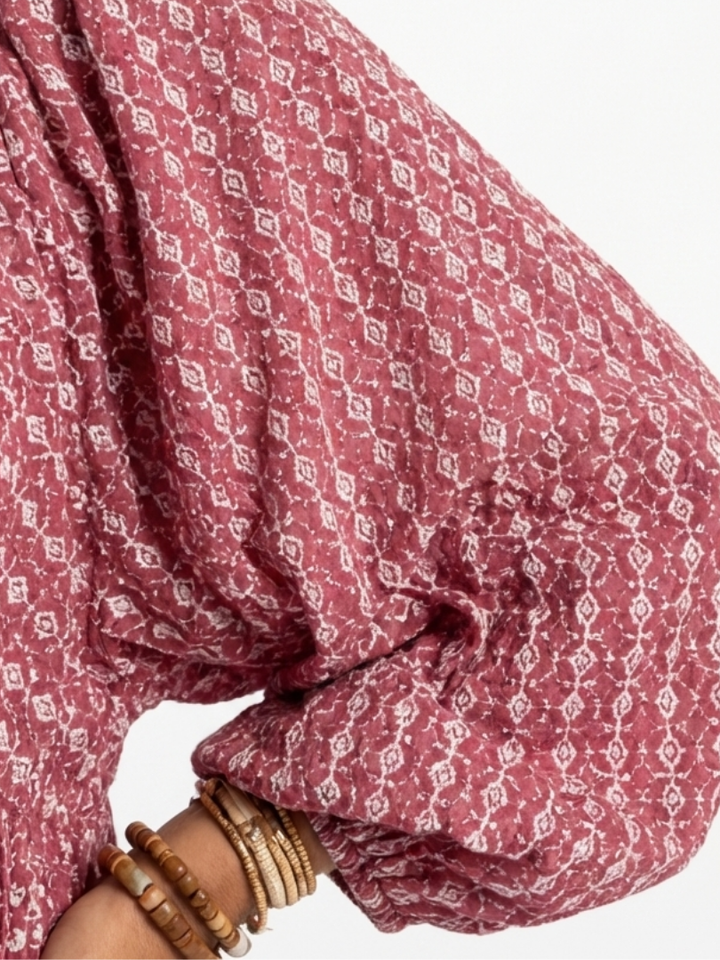 Arlette | Robe Midi à Imprimé Géométrique à Manches Longues
