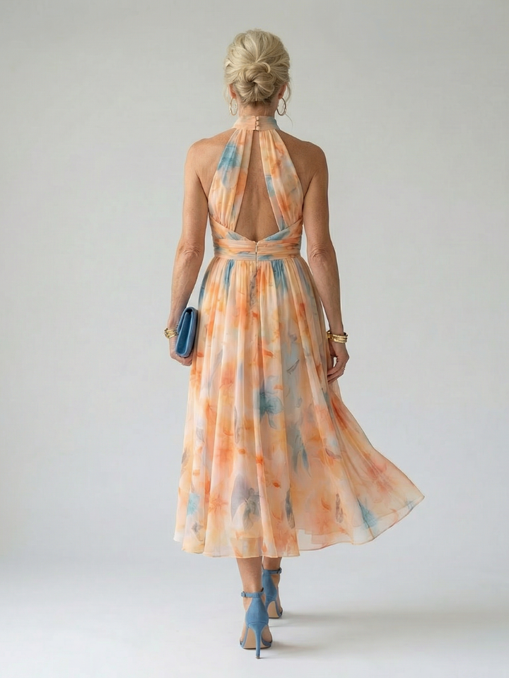 Elin | Robe Midi à Col Halter Doux