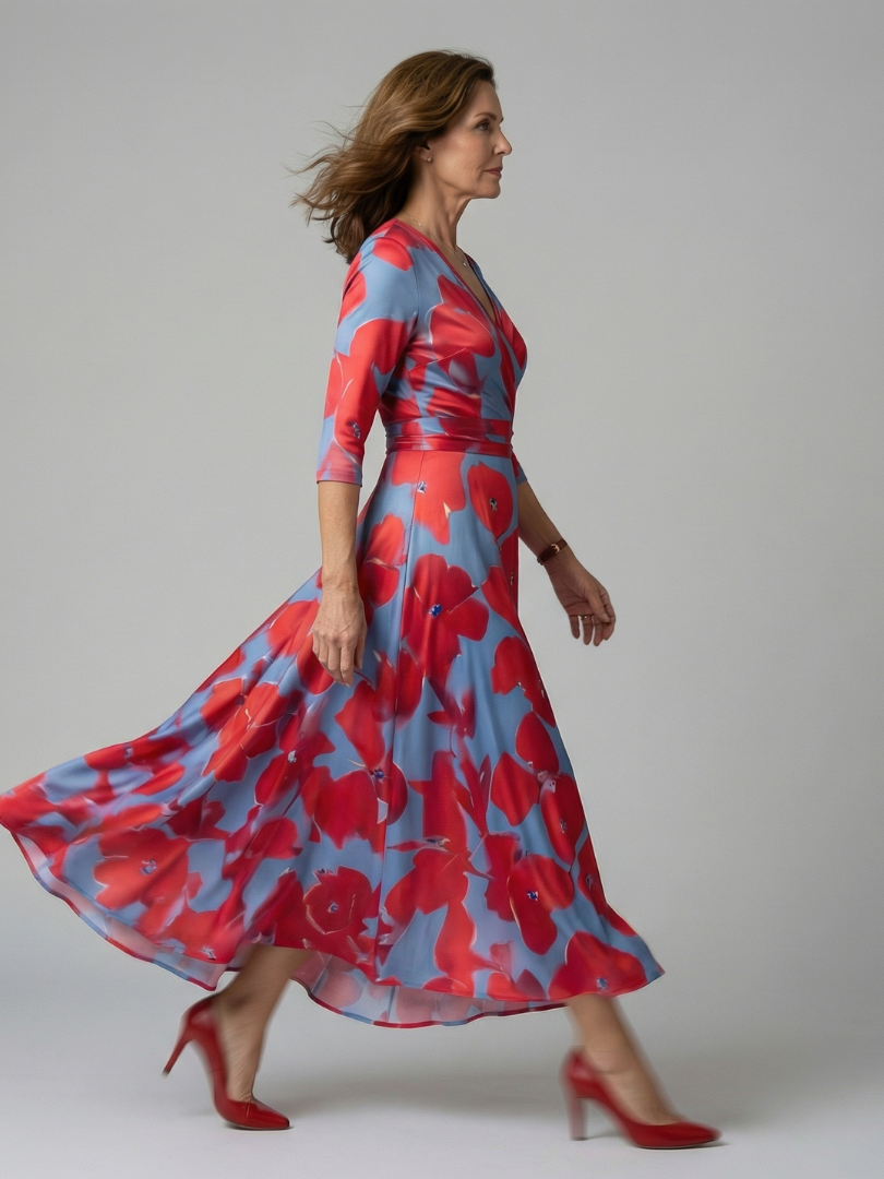 Celine | Robe Midi Croisée à Col