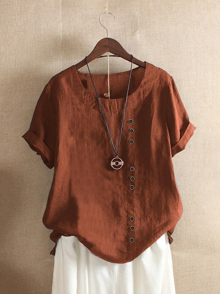 Blouse Aérée avec Patte de Boutonnage