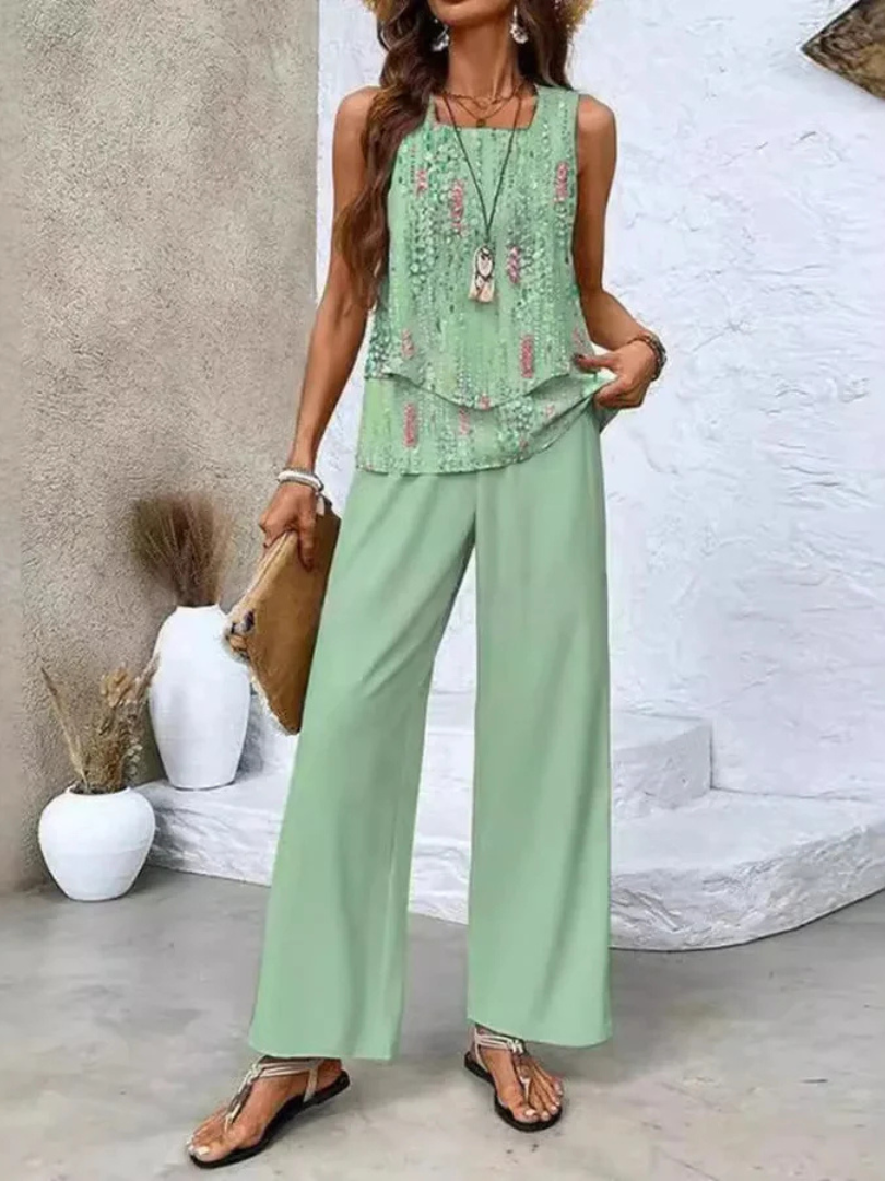 Ovelynra™ | Ensemble Haut Sans Manches et Pantalon Large