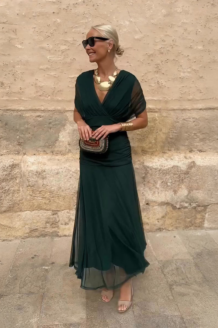 Robe Maxi de Fête Élégante à Col V
