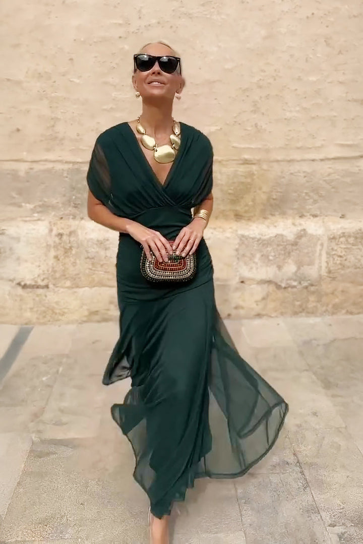 Robe Maxi de Fête Élégante à Col V