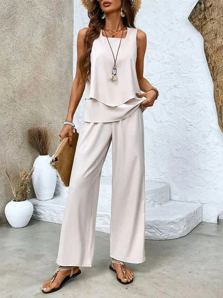 Ovelynra™ | Ensemble Haut Sans Manches et Pantalon Large