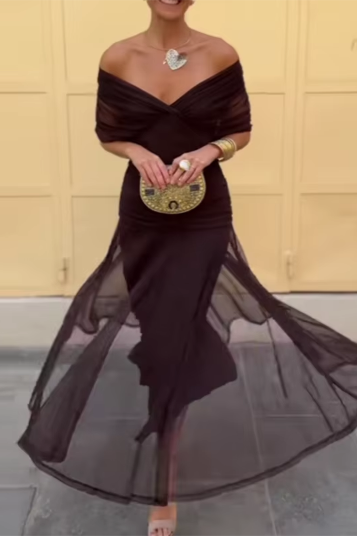 Robe Maxi de Fête Élégante à Col V