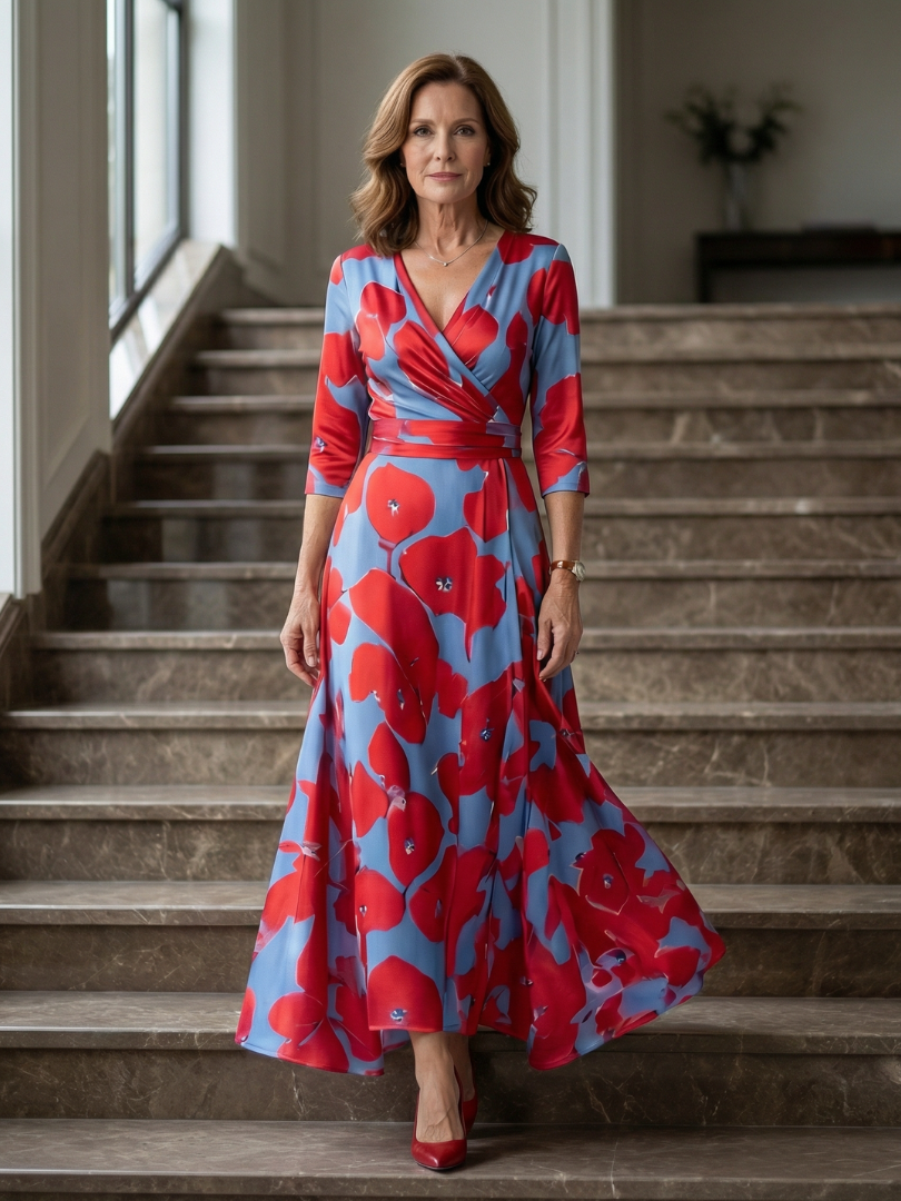 Celine | Robe Midi Croisée à Col