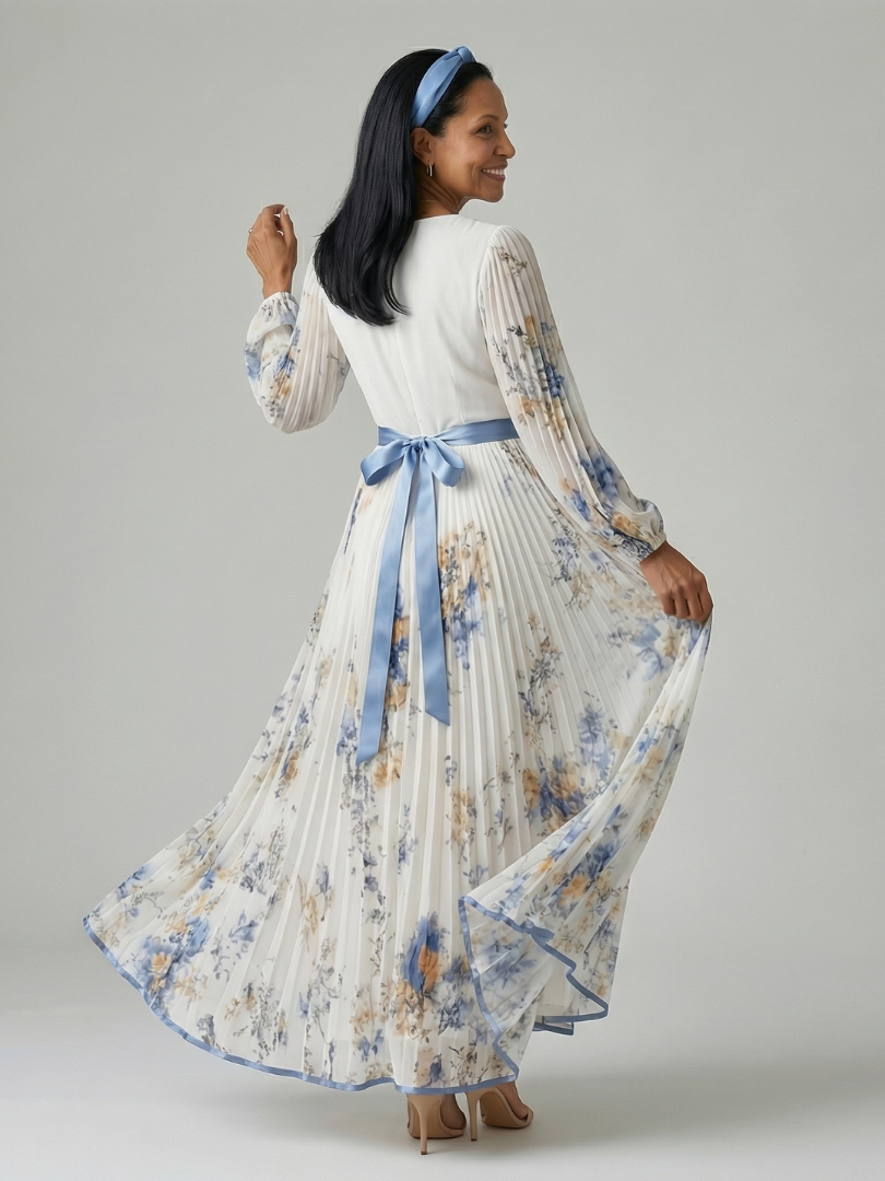 Rielle | Robe Midi Plissée à Enveloppe