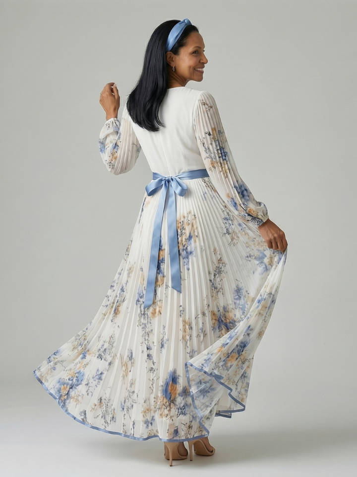 Rielle | Robe Midi Plissée à Enveloppe