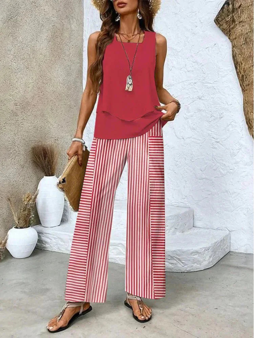 Ovelynra™ | Ensemble Haut Sans Manches et Pantalon Large