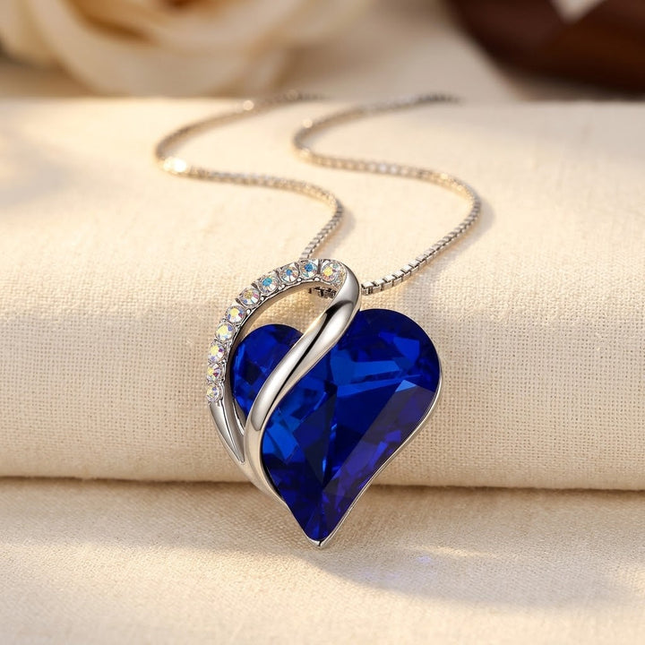 Silver Sapphire Heart Necklace
