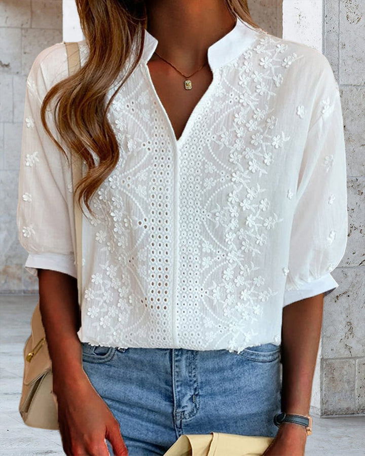 Unni | Blouse Blanche Élégante avec Manches Bouffantes