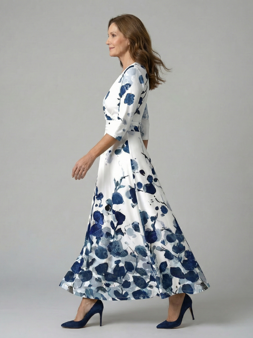 Celine | Robe Midi Croisée à Col