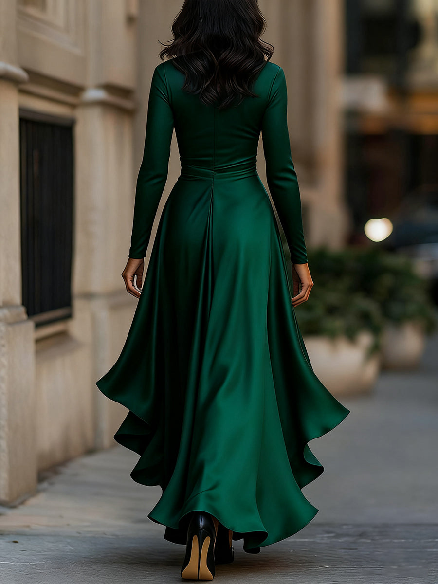 Maria | Elegancka Długa Sukienka z Satyny
