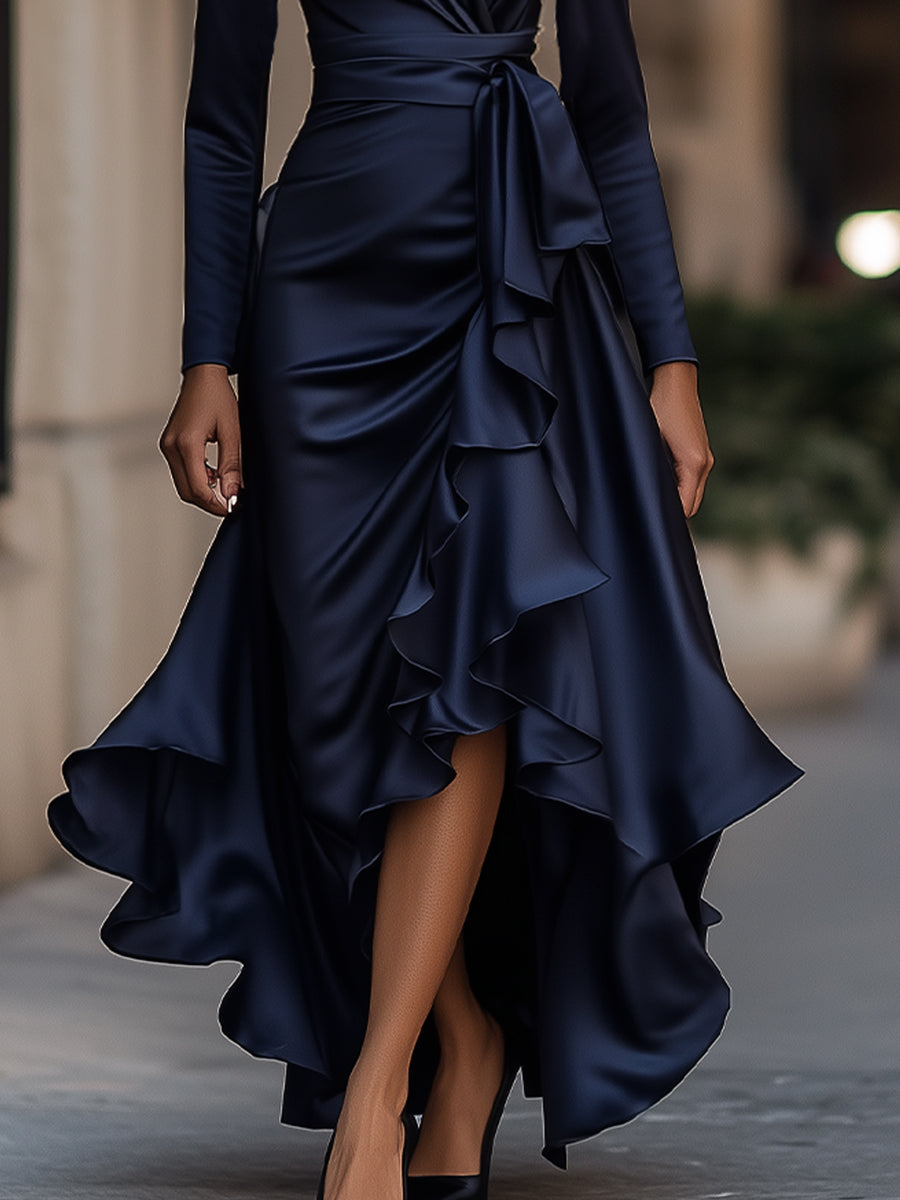 Maria | Elegancka Długa Sukienka z Satyny