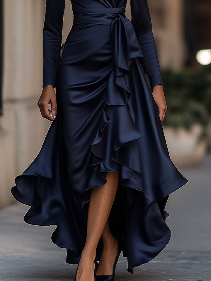 Maria | Elegancka Długa Sukienka z Satyny