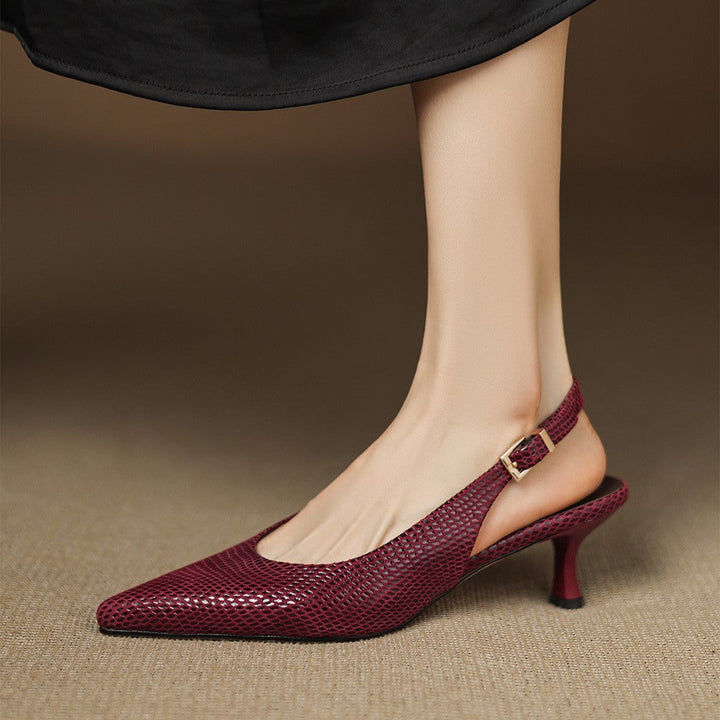 Céliane Talons Slingback en Cuir Pointus